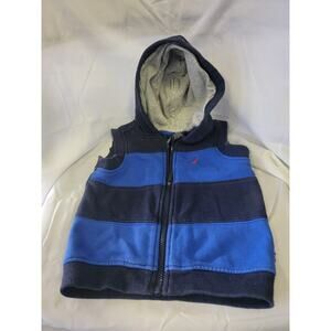 Nautica Knit Vest Navy Royal Blue Striped Boys Sz 24m Outerwear Sweater Hoodie
